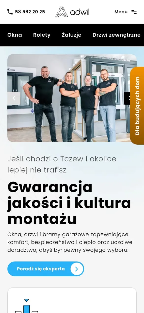 Adwil — widok strony na telefonie