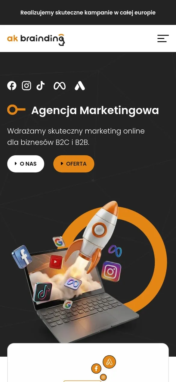 ak brainding — widok strony na telefonie