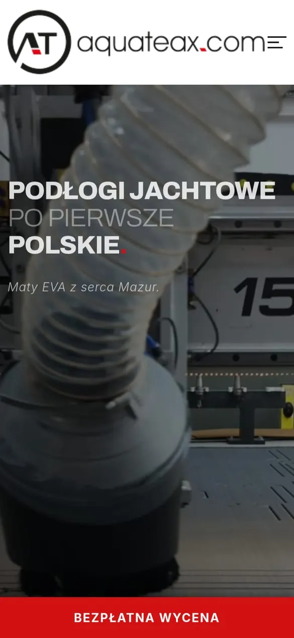 Aquateax — widok strony na telefonie