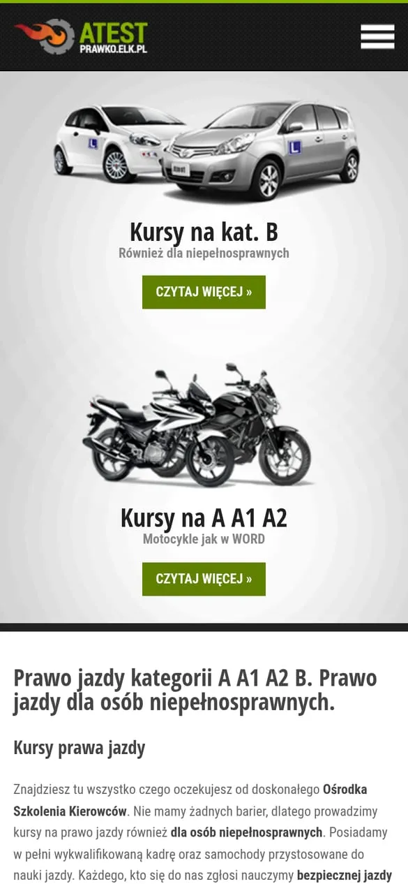ATEST Ełk — widok strony na telefonie