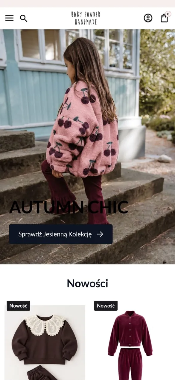 Baby Powder Handmade — widok strony na telefonie