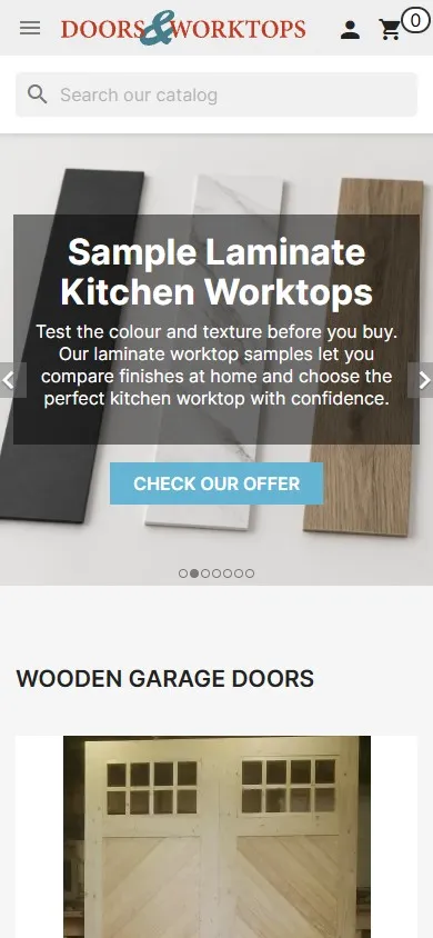 Doors And Worktops — widok strony na telefonie