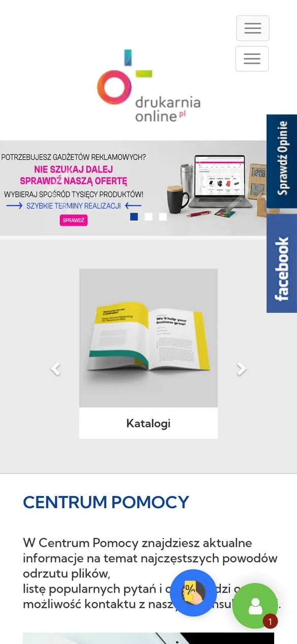 DrukarniaOnline — widok strony na telefonie