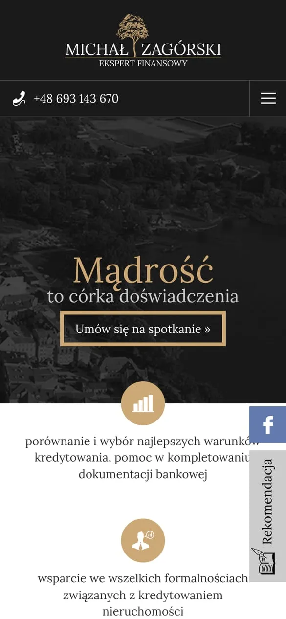 Ekspert Finansowy — widok strony na telefonie