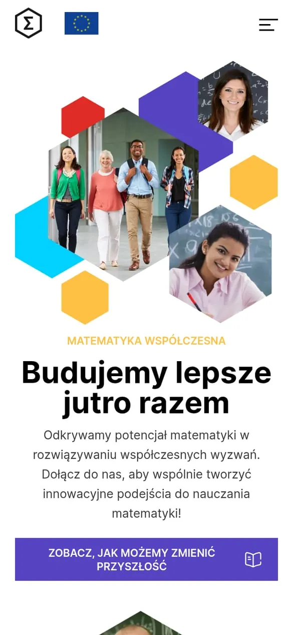 EuMath — widok strony na telefonie