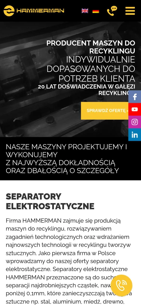 Hammerman — widok strony na telefonie