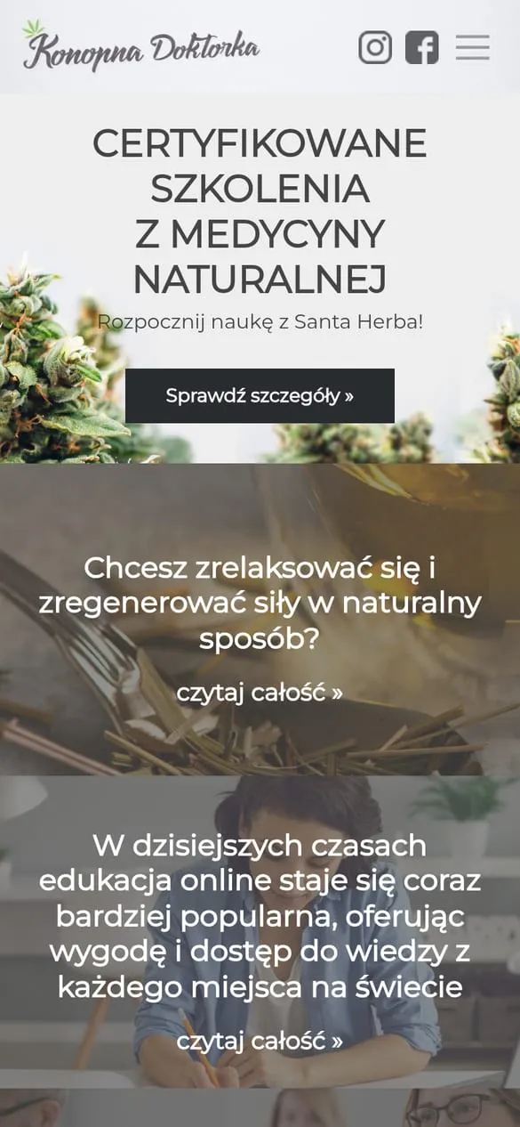 Konopna Doktorka — widok strony na telefonie