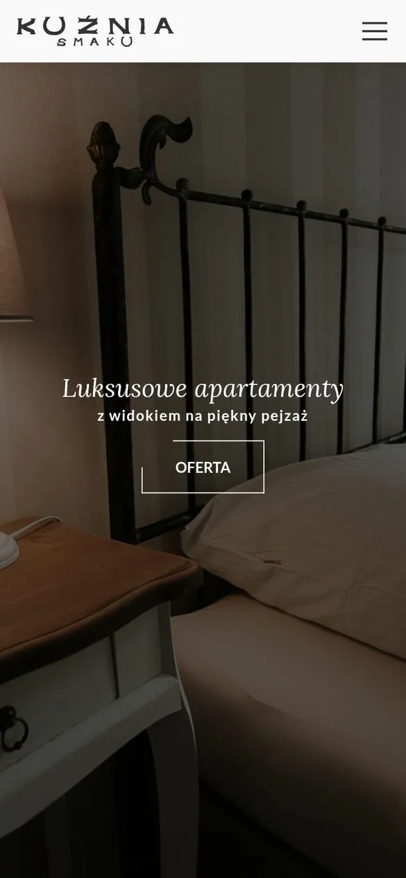 Kuźnia Smaku — widok strony na telefonie