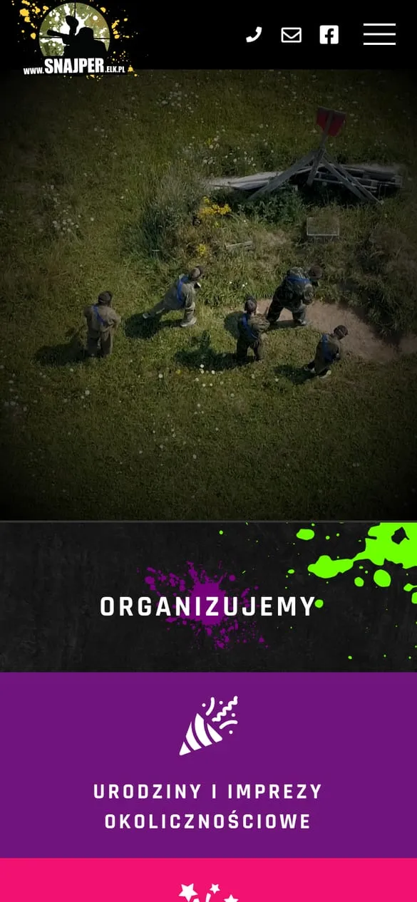 Paintball Snajper — widok strony na telefonie