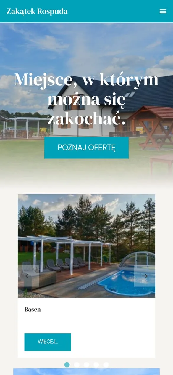 Pensjonat Zakątek Rospuda — widok strony na telefonie