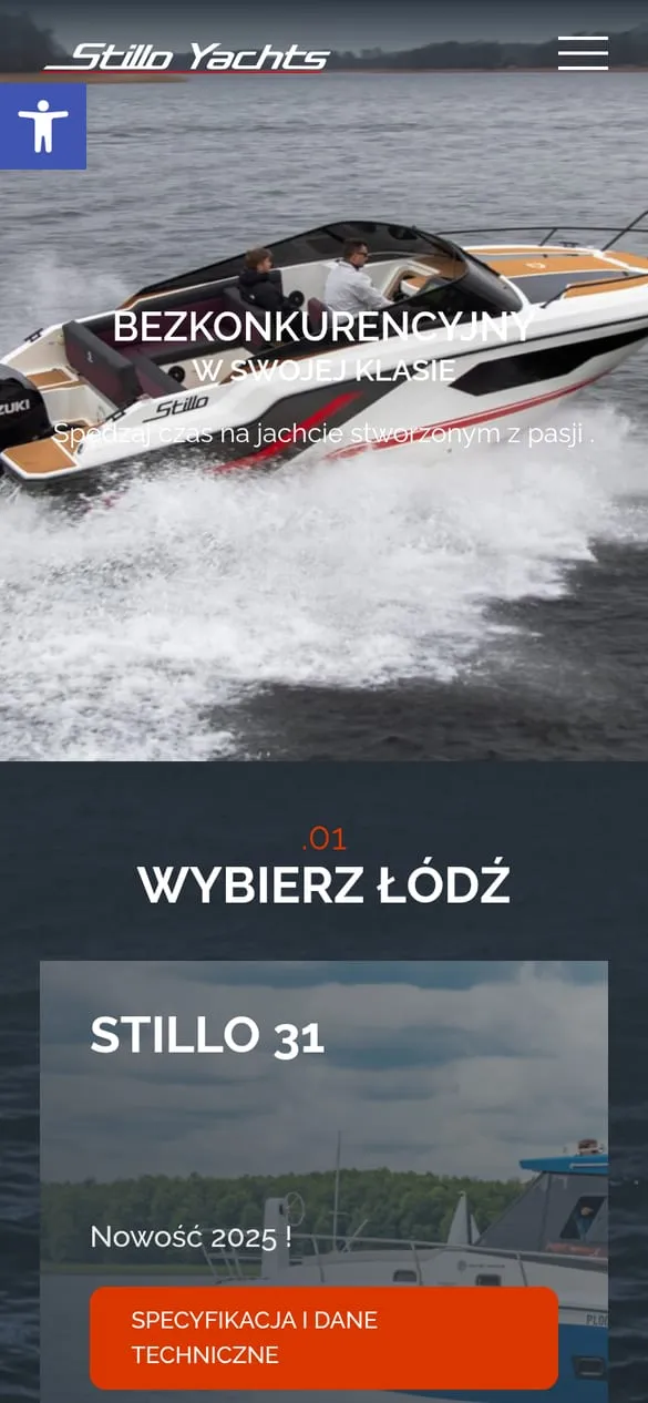 Stillo Yachts — widok strony na telefonie