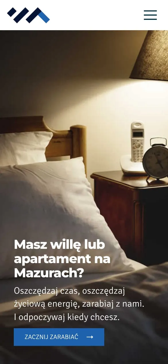 Wille Apartamenty — widok strony na telefonie