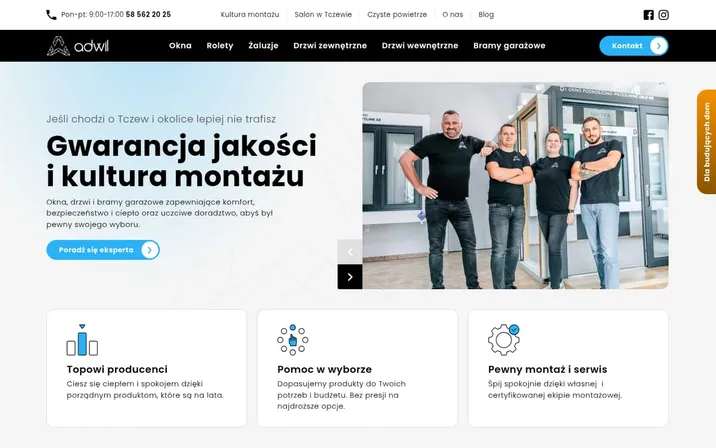 Adwil — widok strony na komputerze