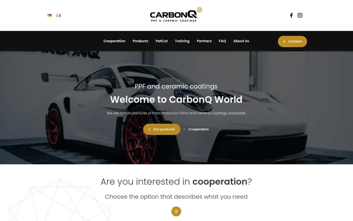 CarbonQ Coatings — widok strony na komputerze