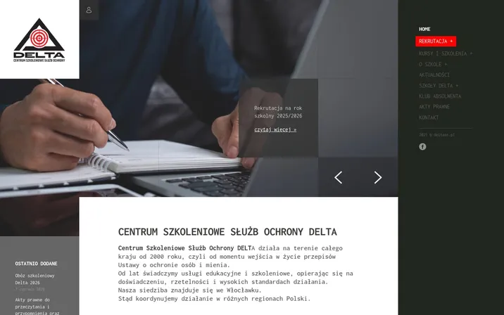 Centrum Szkoleniowe DELTA — widok strony na komputerze