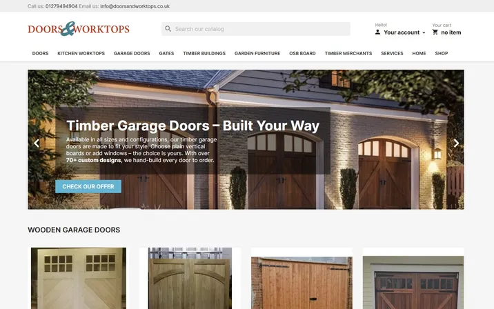 Doors And Worktops — widok strony na komputerze