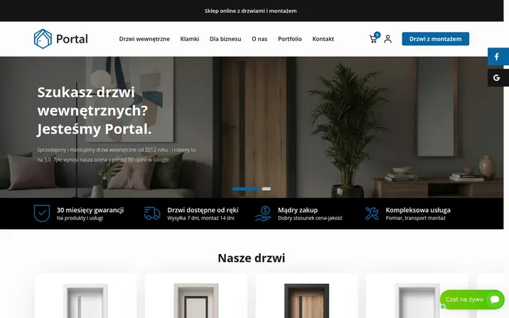 Drzwi Portal — widok strony na komputerze