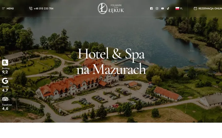 Folwark Łękuk — widok strony na komputerze