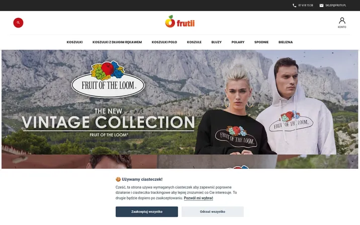 Frutii — widok strony na komputerze