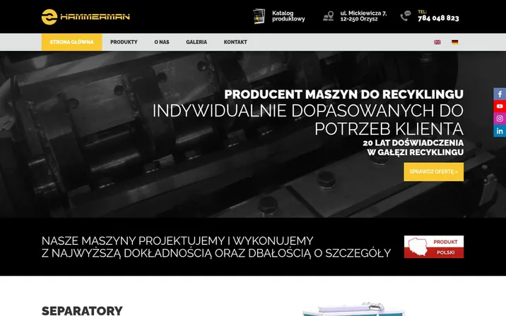 Hammerman — widok strony na komputerze