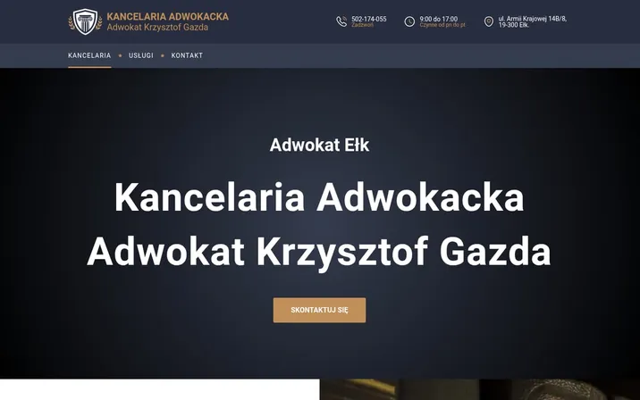 Kancelaria Adwokacka Gazda — widok strony na komputerze