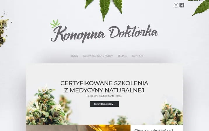 Konopna Doktorka — widok strony na komputerze