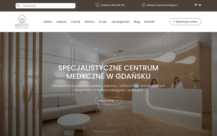 Mediss Medical — widok strony na komputerze