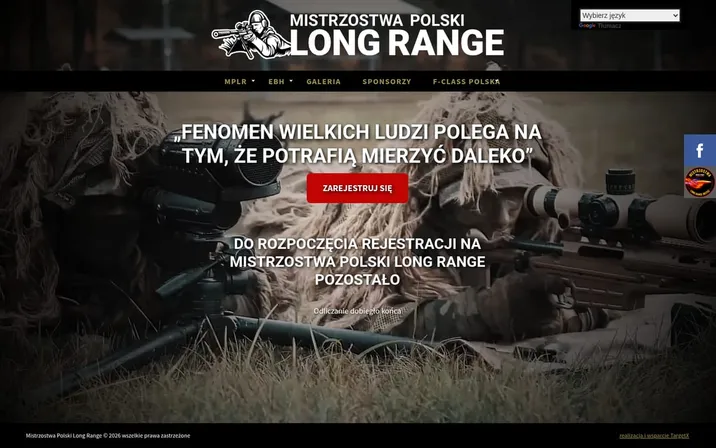 Mistrzostwa Polski Long Range — widok strony na komputerze