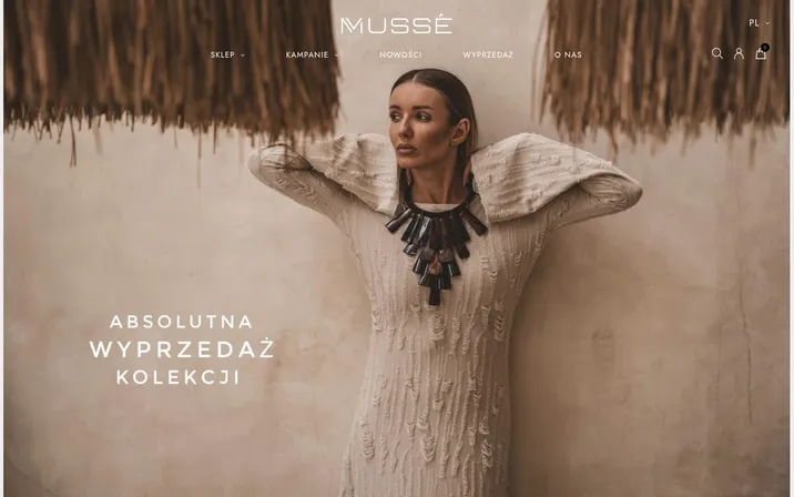 Musse — widok strony na komputerze