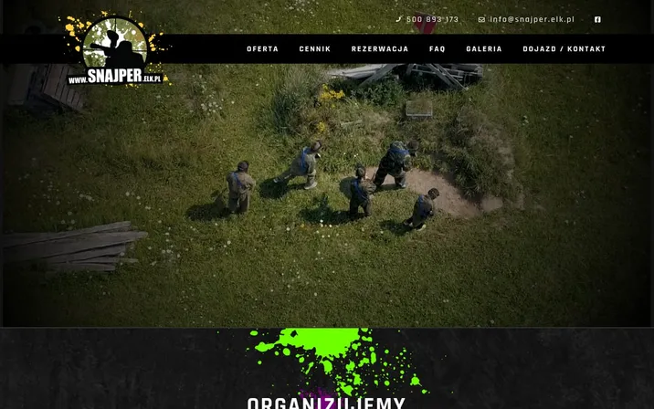 Paintball Snajper — widok strony na komputerze
