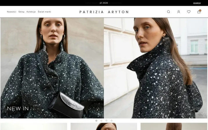 Patrizia Aryton — widok strony na komputerze