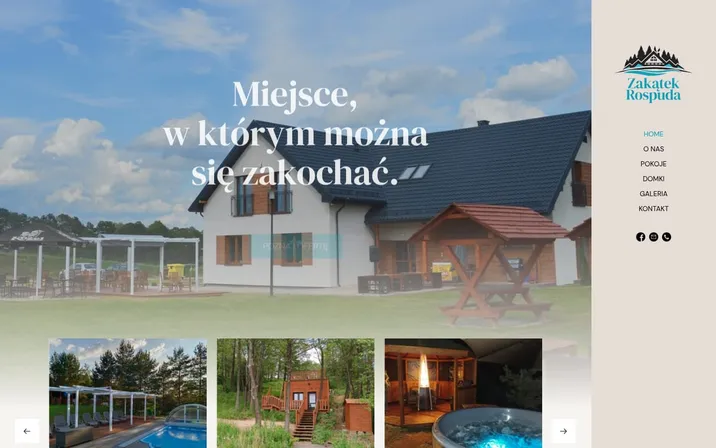 Pensjonat Zakątek Rospuda — widok strony na komputerze