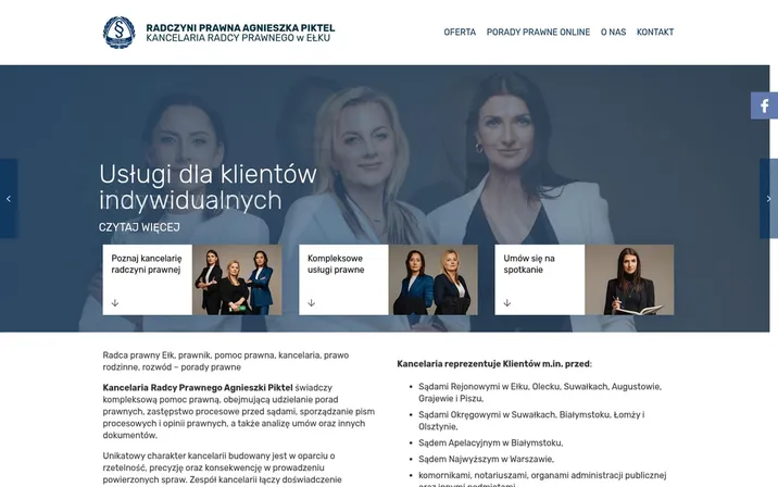 Radczyni Ełk — widok strony na komputerze