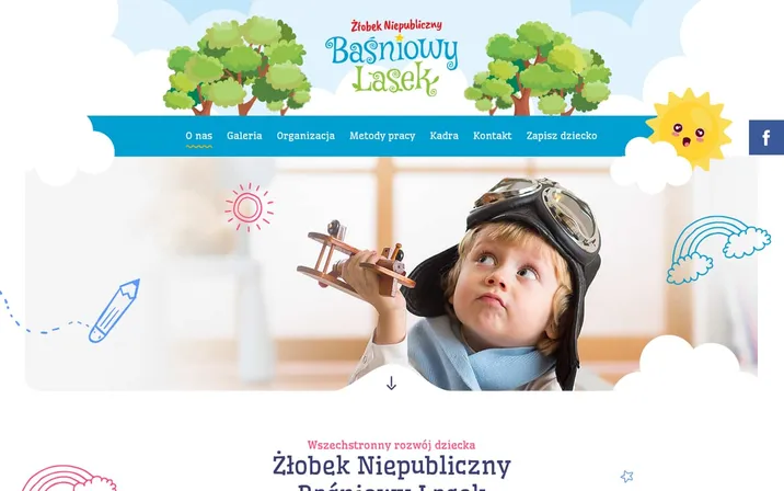 Żłobek Baśniowy Lasek — widok strony na komputerze
